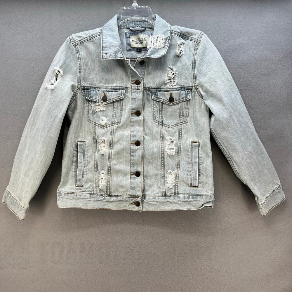Ashley Vintage Charm Jean Jacket Women's Large Light Blue Distressed Western - Picture 1 of 11
